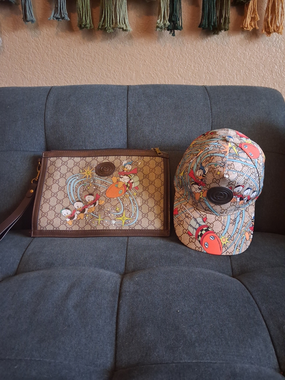 Inpired Brown Monogram Disney Print Cap and Clutch Set
